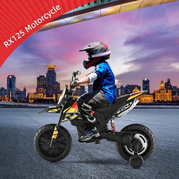 HNH 12V Electric Kid Dirt Bike for Boys Battery Powered Motorcycle for Kids Off Road Motorbike Toy 4Mph Yellow