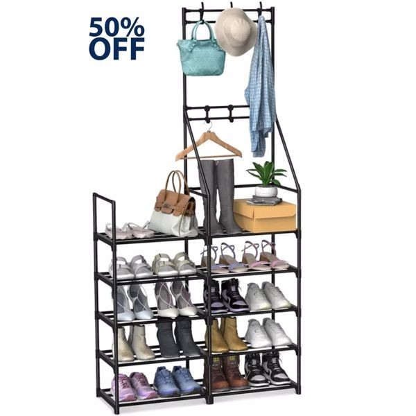 5 Tier Shoe Rack Shoe Storage Organizer Freestanding Coat and Shoe Rack Shoe Shelf for Entryway Closet