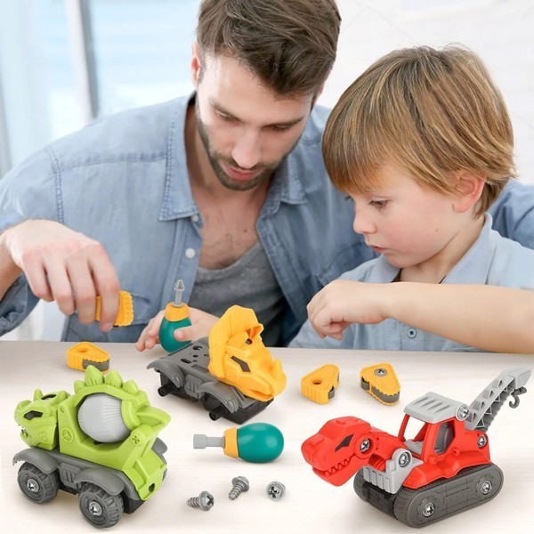 5 Pack Take Apart Dinosaur Set with Electric Drill Construction Building Toy for Boys Ideal Xmas Birthday Gift