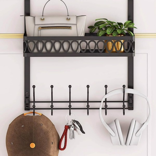 Over The Door Hooks Hanger for Clothes Over The Door Towel Rack with Basket Coat Hanger Over Door Bathroom Organizer