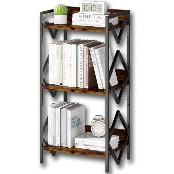 3 Tier Bookshelf for Small Space Small Metal Bookshelf for Books Organizers Storage for Office Living Room Bedroom Table