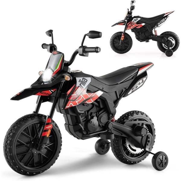 HNH 12V Electric Kid Dirt Bike for Boys Battery Powered Motorcycle for Kids Off Road Motorbike Toy 4Mph Red