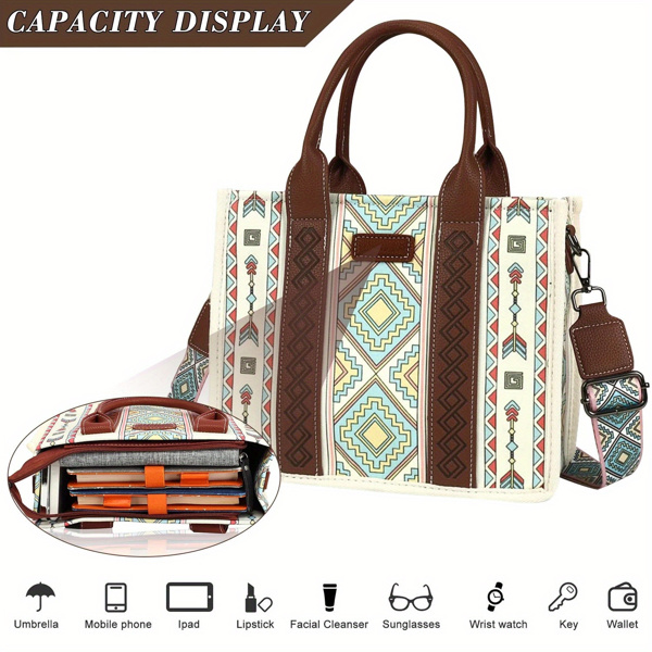 Women's Boho 3-piece Tote Set - lightweight, versatile bag with adjustable straps for everyday use and Christmas gifts