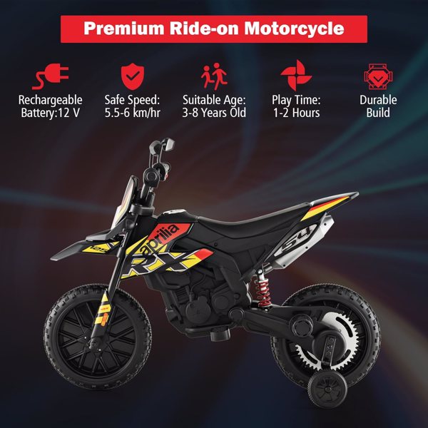 HNH 12V Electric Kid Dirt Bike for Boys, Battery Powered Motorcycle for Kids, Off Road Motorbike Toy 4Mph-Yellow(Not shipped on weekends) (Banned from temu, Walmart)