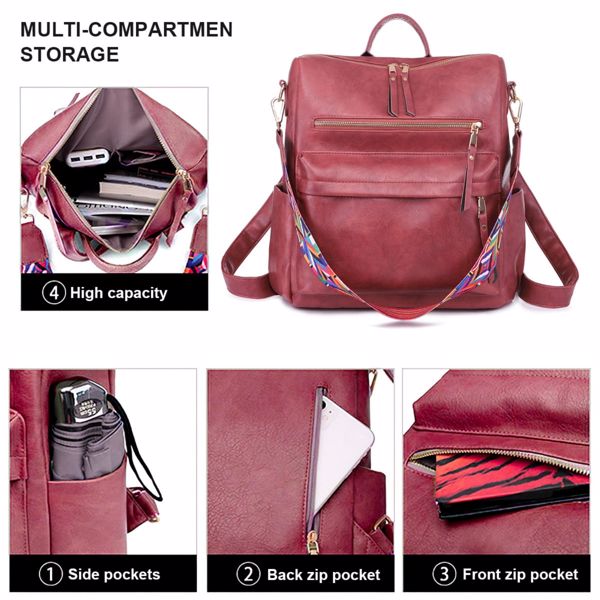 Leather Backpack Purse for Women Designer Ladies Large School Convertible Shoulder Bag