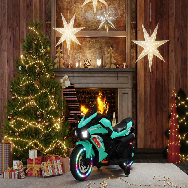 12V Electric Motorcycle for Kids, Powered Toy Motorcycle, Child Motorcycle Ride On with Light Wheels and Bluetooth Music Green (No shipping on weekends) (Temu, Walmart Amazon  prohibited)