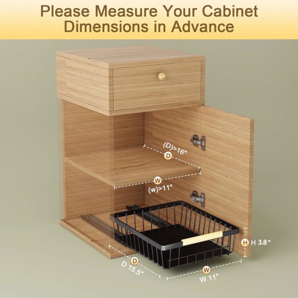 Pull Out Cabinet Organizer, Metal Slide Out Drawers for Cabinets, Sliding Drawers Adhesive Nano Film Roll out Shelf for Kitchen Pantry Bedroom