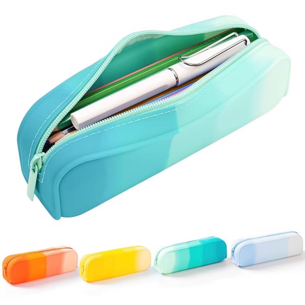 4Pcs Pencil Case Pencil Pouches Silicone Waterproof Pen Bag for School Office Supplies