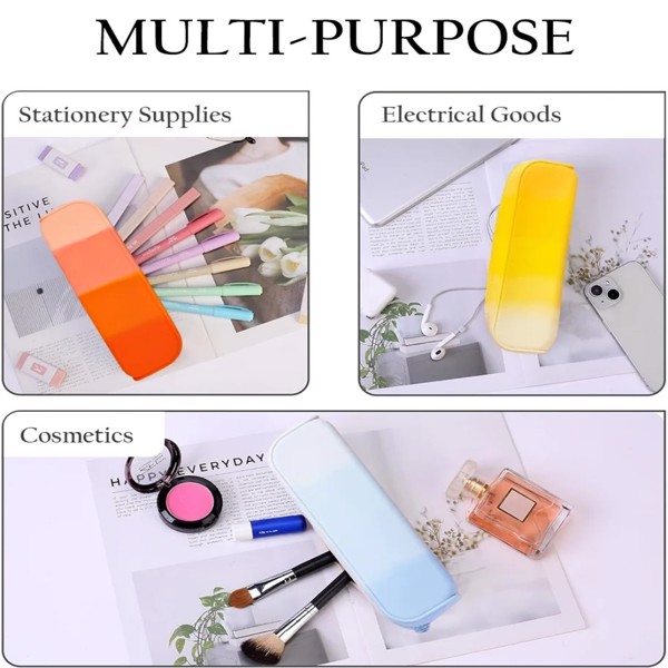 4Pcs Pencil Case Pencil Pouches Silicone Waterproof Pen Bag for School Office Supplies