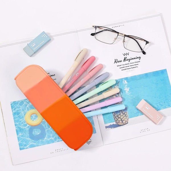 4Pcs Pencil Case Pencil Pouches Silicone Waterproof Pen Bag for School Office Supplies