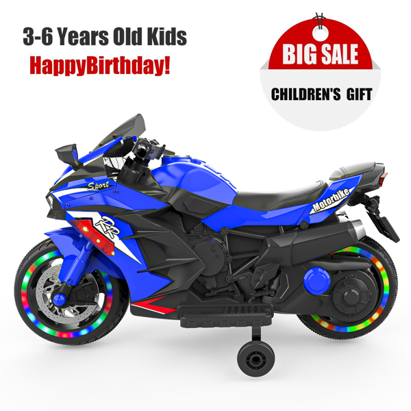 12V Electric Motorcycle for Kids, Powered Toy Motorcycle, Child Motorcycle Ride On with Light Wheels and Bluetooth Music (No shipping on weekends) (Temu, Walmart Amazon  prohibited)