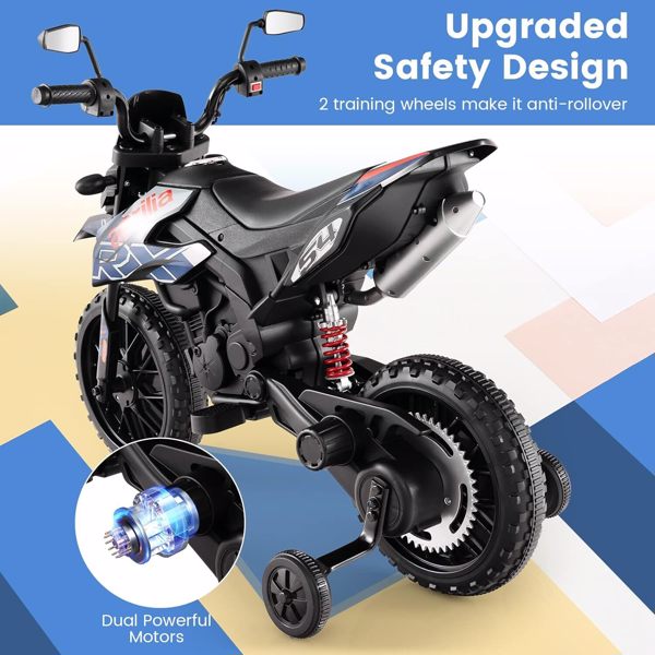 HNH 12V Electric Kid Dirt Bike for Boys, Battery Powered Motorcycle for Kids, Off Road Motorbike Toy 4Mph-Blue(Not shipped on weekends) (Banned from temu, Walmart)