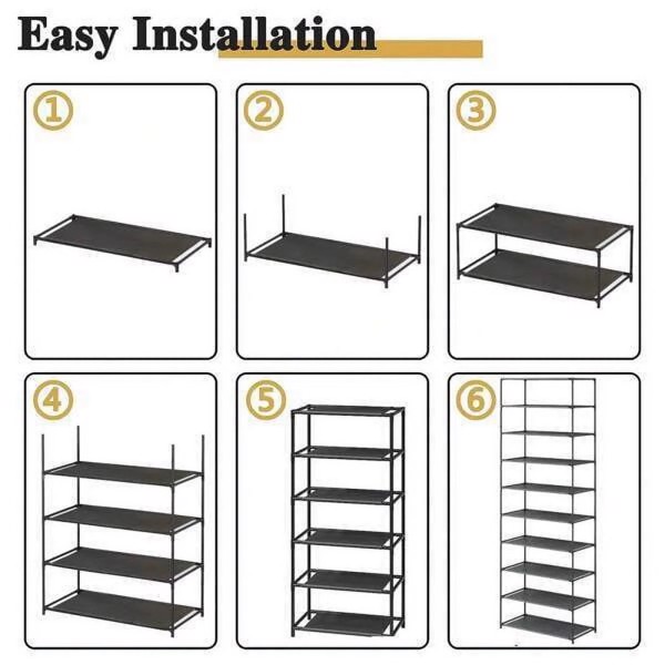 10-Tier Shoe Rack Large Capacity for 25-30 Pairs of Shoe Storage Rack Sturdy Metal Shoe Rack for Bedroom, Cloakroom Stackable Shoe Rack, Black