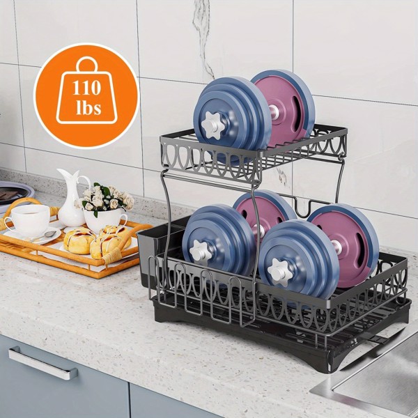 2-layer tableware arrangement rack, household large capacity tableware storage rack storage rack, bowl rack, dish rack, cup rack, drain rack, knife and fork rack, household kitchen supplies