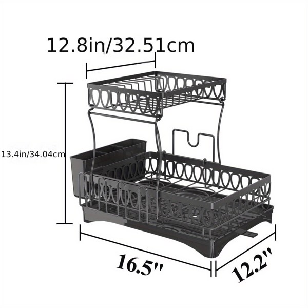 2-layer tableware arrangement rack, household large capacity tableware storage rack storage rack, bowl rack, dish rack, cup rack, drain rack, knife and fork rack, household kitchen supplies